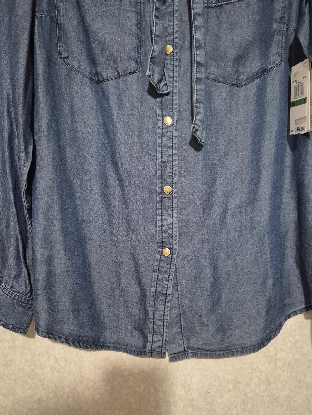 NWT Michael Kors denim blue button-up shirt..SIZE:L - Picture 4 of 14